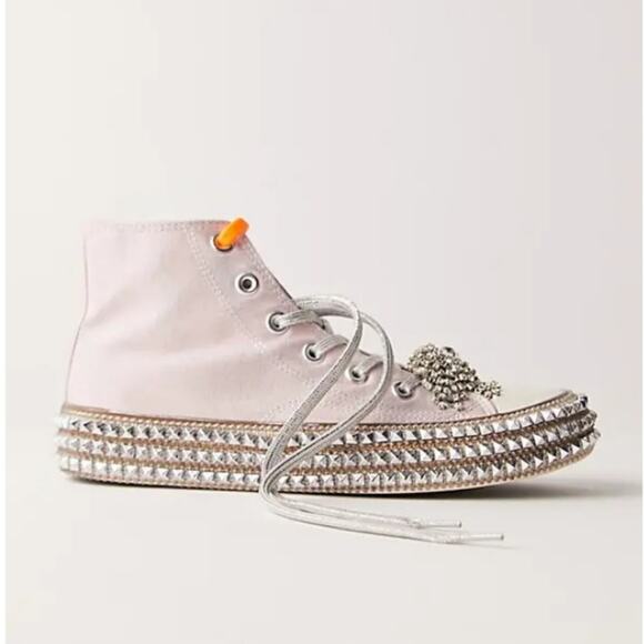 NEW Nan-Ku Couture Free People Cruise Studded Mellow Maeve Pink High Top Sneaker - Picture 2 of 11